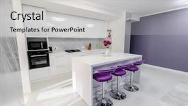  Presentation with interior design - Amazing slide set having wood tech - modern white kitchen interior backdrop and a light gray colored foreground