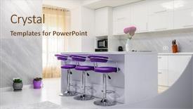  Presentation with kitchen design - Beautiful PPT theme featuring wood tech - modern white kitchen interior backdrop and a lemonade colored foreground