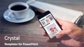  Presentation with smartphone app - PPT theme consisting of wood tech - smartphone app menu against close background and a gray colored foreground