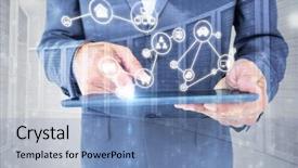  Presentation with rideshare taxi app on smartphone - Theme consisting of wood tech - smartphone apps icons against composite background and a light blue colored foreground