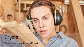  Presentation with controls - Presentation design having wood thickness with a gauge background and a coral colored foreground