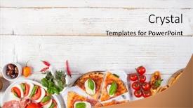  Presentation with italian food - Slides consisting of wood top view free background and a white colored foreground