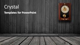  Presentation with vintage clock - Beautiful PPT theme featuring wood-wall-with-a-clock backdrop and a dark gray colored foreground