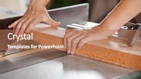  Presentation with carpenter - Audience pleasing presentation theme consisting of wood with tablesaw in workshop backdrop and a  colored foreground