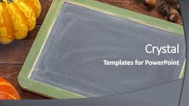 Presentation with rustic blackboard - Slides with wood with winter squash - fall background and a gray colored foreground
