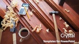  Presentation with wood tools - PPT theme with wood working or carpentry scene background and a tawny brown colored foreground