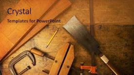  Presentation with wood - Beautiful slides featuring wood working table saw clamps backdrop and a gold colored foreground