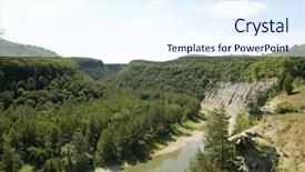  Presentation with river valley - Theme consisting of wooded valley exposed rock background and a sky blue colored foreground