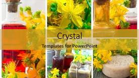  Presentation with nutrition word collage - Presentation design featuring st john's wort collage background and a gold colored foreground