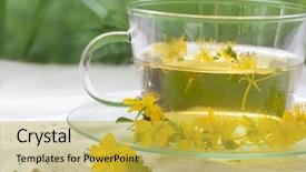  Presentation with tea - Beautiful slide set featuring st john's wort tea backdrop and a yellow colored foreground