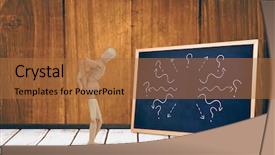  Presentation with black hands - Cool new PPT layouts with wooden 3d figurine standing backdrop and a red colored foreground