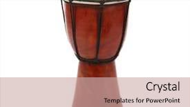  Presentation with flowers on white wooden - Beautiful slide deck featuring wooden african drum on white backdrop and a coral colored foreground