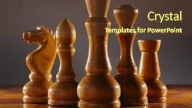  Presentation with chess pieces - PPT theme enhanced with wooden aged chess pieces set background and a tawny brown colored foreground