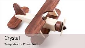  Presentation with toy model - Cool new slide deck with wooden airplane model from above backdrop and a soft green colored foreground