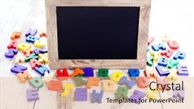  Presentation with alphabet border - PPT theme having wooden alphabet blocks background and a lemonade colored foreground