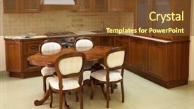  Presentation with kitchen design - PPT theme consisting of brown kitchen indoor design background and a tawny brown colored foreground