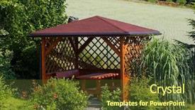  Presentation with rustic wood wooden frame - Cool new PPT theme with wooden arbor in garden backdrop and a tawny brown colored foreground