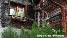  Presentation with switzerland - Presentation having wooden-architecture-in-zermatt-switzerland background and a tawny brown colored foreground