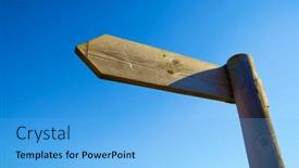  Presentation with pole - Presentation theme featuring wooden-arrow-on-a-pole background and a light blue colored foreground