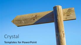  Presentation with pole - Presentation design enhanced with wooden-arrow-on-a-pole background and a light blue colored foreground