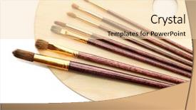  Presentation with art - Slides with wooden art palette and brushes background and a lemonade colored foreground