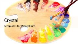  Presentation with paint art - Cool new presentation design with wooden art palette with blobs backdrop and a blonde colored foreground