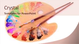  Presentation with paint art - PPT layouts featuring wooden art palette with blobs background and a lemonade colored foreground