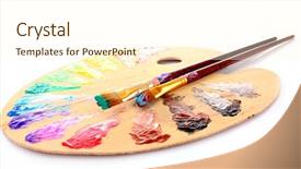  Presentation with paint art - Beautiful presentation featuring wooden art palette with blobs backdrop and a cream colored foreground