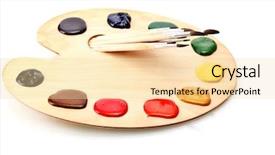  Presentation with paint art - PPT theme enhanced with wooden art palette with paint background and a lemonade colored foreground