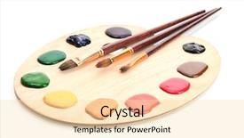  Presentation with paint art - Audience pleasing presentation theme consisting of wooden art palette with paint backdrop and a lemonade colored foreground