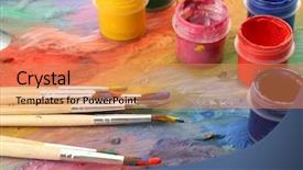  Presentation with paint art - Colorful theme enhanced with wooden art palette with paint backdrop and a coral colored foreground