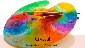  Presentation with paint art - Presentation theme having wooden art palette with paint background and a gold colored foreground