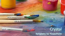  Presentation with paint art - Cool new presentation with wooden art palette with paint backdrop and a ocean colored foreground