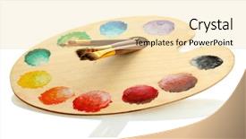  Presentation with paint art - Theme featuring wooden art palette with paint background and a lemonade colored foreground