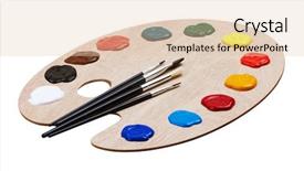  Presentation with paint art - Colorful PPT layouts enhanced with wooden art palette with paints backdrop and a lemonade colored foreground