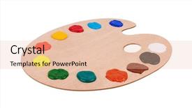  Presentation with art - Slide set featuring wooden art palette with paints background and a lemonade colored foreground
