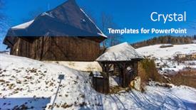  Presentation with unesco - Audience pleasing slide set consisting of wooden-articular-church-of-lestiny backdrop and a teal colored foreground