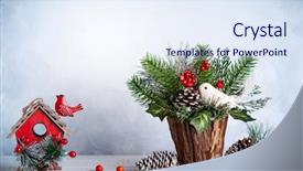  Presentation with year still life christmas - Slide deck consisting of wooden background christmas bunch background and a sky blue colored foreground