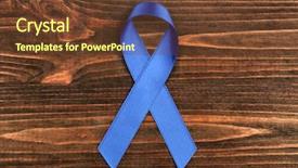  Presentation with colon cancer - Audience pleasing PPT layouts consisting of ribbon on wooden background colon backdrop and a tawny brown colored foreground