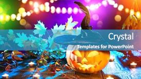  Presentation with halloween - Slide deck featuring wooden background halloween holidays art background and a teal colored foreground