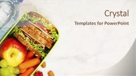  Presentation with healthy school lunch - Slide set featuring wooden background healthy eating habits background and a sky blue colored foreground