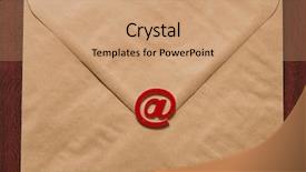  Presentation with mail - PPT layouts enhanced with wooden background table internet correspondence background and a coral colored foreground