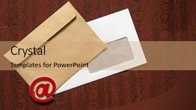  Presentation with wooden english letters alphabet - Colorful PPT theme enhanced with wooden background table internet correspondence backdrop and a coral colored foreground