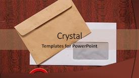  Presentation with mail - Beautiful theme featuring wooden background table internet correspondence backdrop and a coral colored foreground