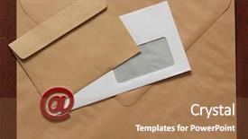  Presentation with wooden english letters alphabet - Audience pleasing PPT layouts consisting of wooden background table internet correspondence backdrop and a coral colored foreground