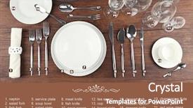  Presentation with cutlery - Theme with wooden background table setting rules background and a violet colored foreground
