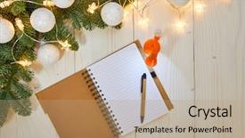  Presentation with old paper - Colorful PPT theme enhanced with wooden background top view christmas backdrop and a coral colored foreground