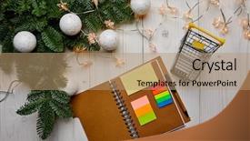  Presentation with fire old paper - PPT theme with wooden background top view christmas background and a coral colored foreground