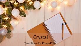  Presentation with pluma history old paper scroll - Slide deck having wooden background top view christmas background and a coral colored foreground