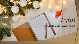  Presentation with old paper design - Audience pleasing PPT theme consisting of wooden background top view christmas backdrop and a coral colored foreground